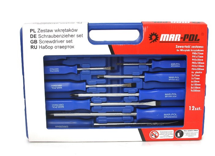 КОМПЛЕКТ УДАРНИ ОТВЕРТКИ 12 ЧАСТИ MAR POL – ПРОФЕСИОНАЛНИ