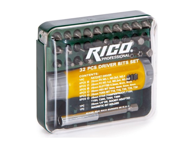 КОМПЛЕКТ ОТВЕРТКА С БИТОВЕ 32 ЧАСТИ RICO