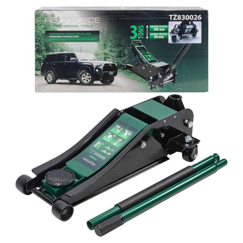 Нископрофилен крик с 2 помпи и усилена конструкция 3 тона 80 - 508 мм RockForce