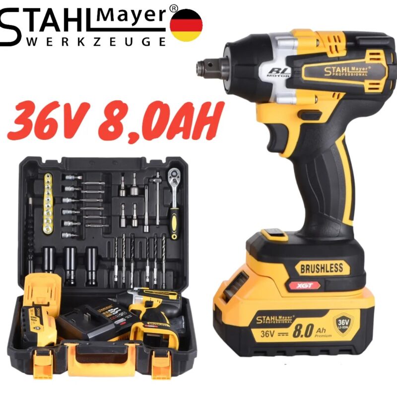 Ударен гайковерт STAHLMAYER 36V 8Ah + инструменти в куфар