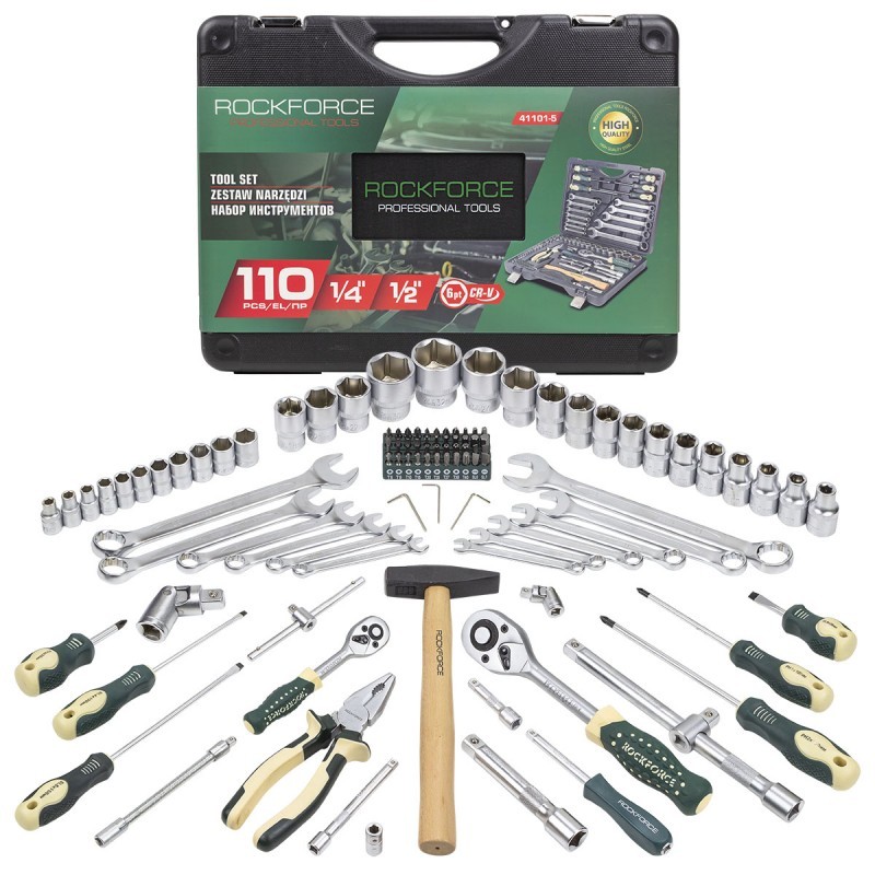 Комплект гедоре 110 части 1/2" и 1/4" ROCKFORCE