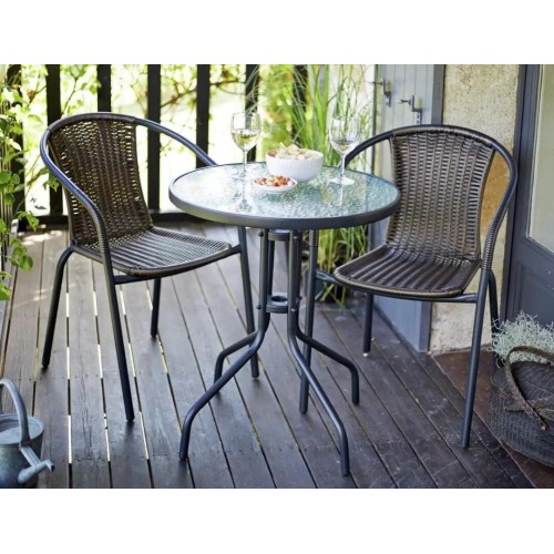 Комплект градинска маса с 2 стола - цвят кафяв