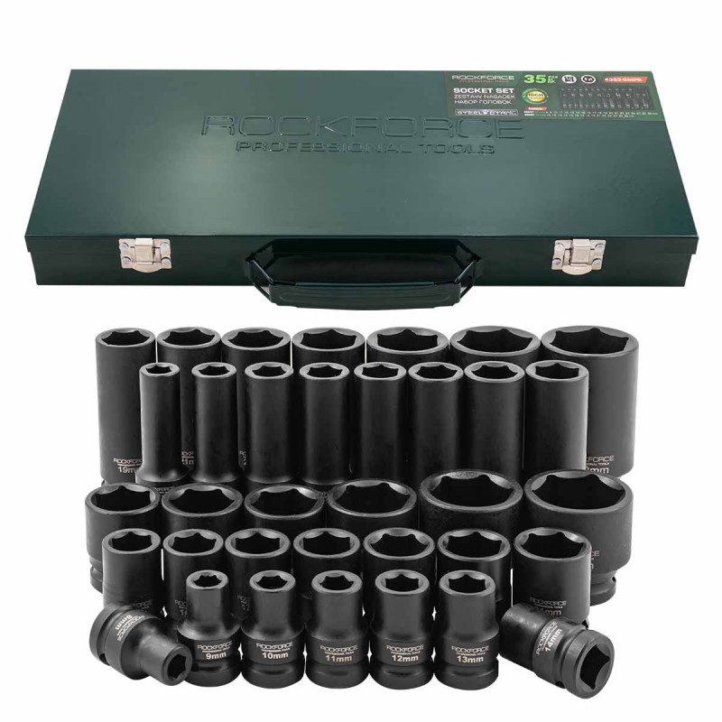 Комплект професионални ударни вложки 1/2" , 35 части ROCKFORCE