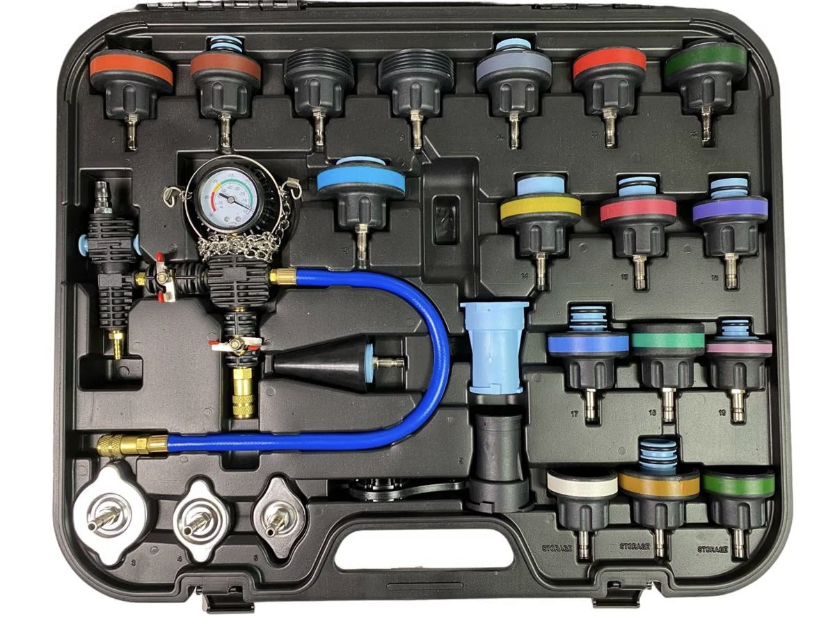 Комплект тестер за проверка на охладителната система, 28 части, KRAFTWELLE