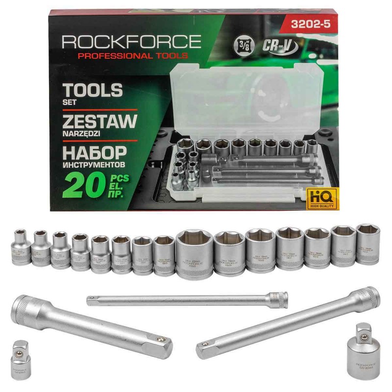 Вложки 20 части 3/8" 6-22мм ROCKFORCE