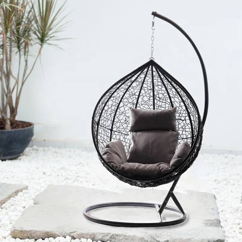 Луксозна градинска люлка тип гнездо - сива