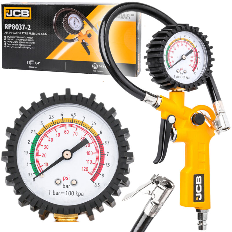 Професионален пневматичен пистолет за помпане на гуми с манометър,  JCB
