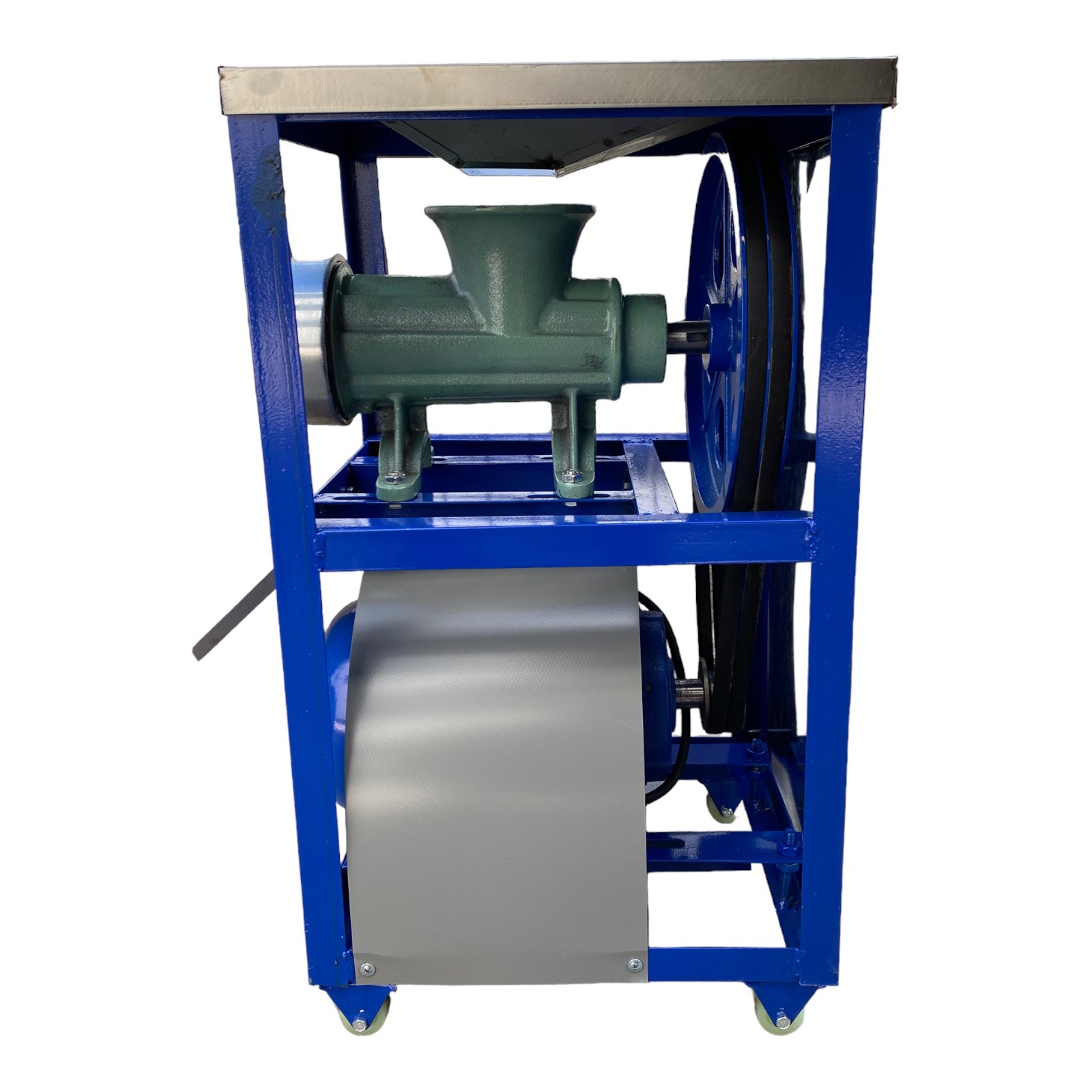 Професионална чугунена месомелачка с електромотор с двоен ремък