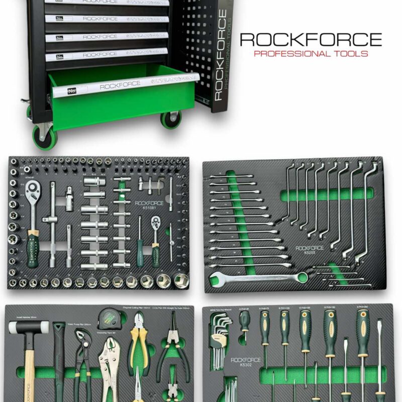 Шкаф с инструменти, със 7 чекмеджета – 4 пълни 172 части ROCKFORCE