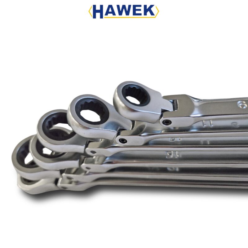 Удължени подвижни звездни ключове с тресчотка 8-19 мм, HAWEK