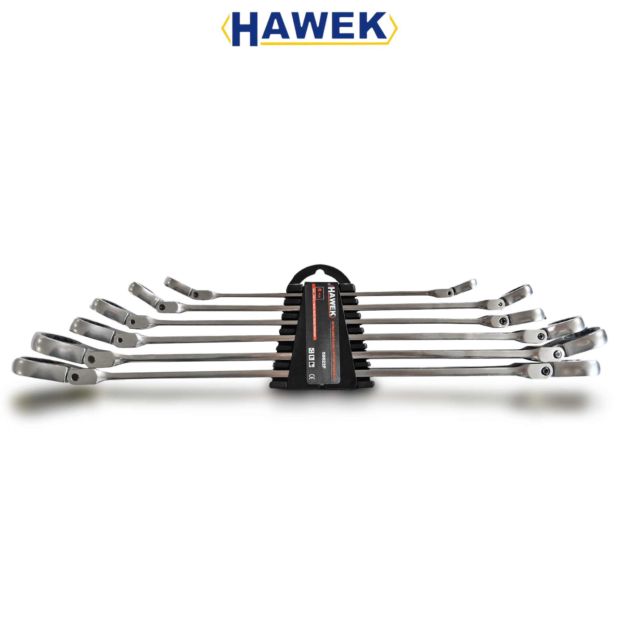 Удължени подвижни звездни ключове с тресчотка 8-19 мм, HAWEK
