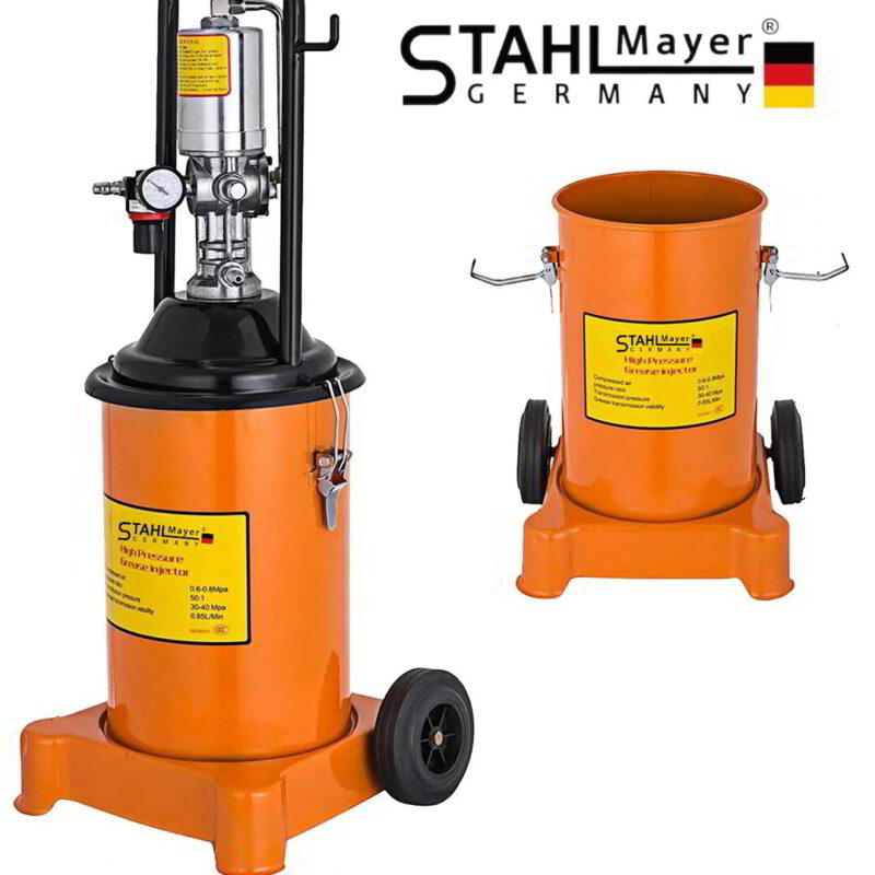 12-литрова пневматична помпа за гресиране STAHLMAYER, 300-400 бара