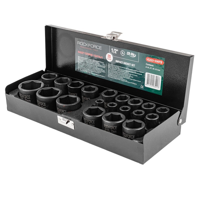 Вложки ударни 1/2" , 20 части ROCKFORCE , 8-32mm
