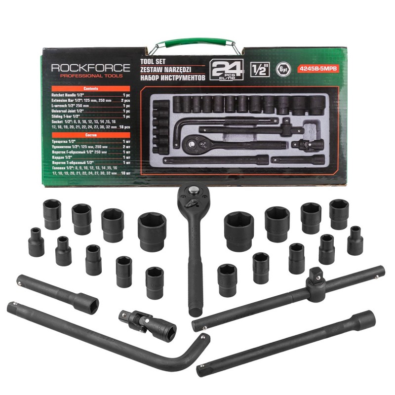 Гедоре с ударни вложки 1/2" 24 части ROCKFORCE