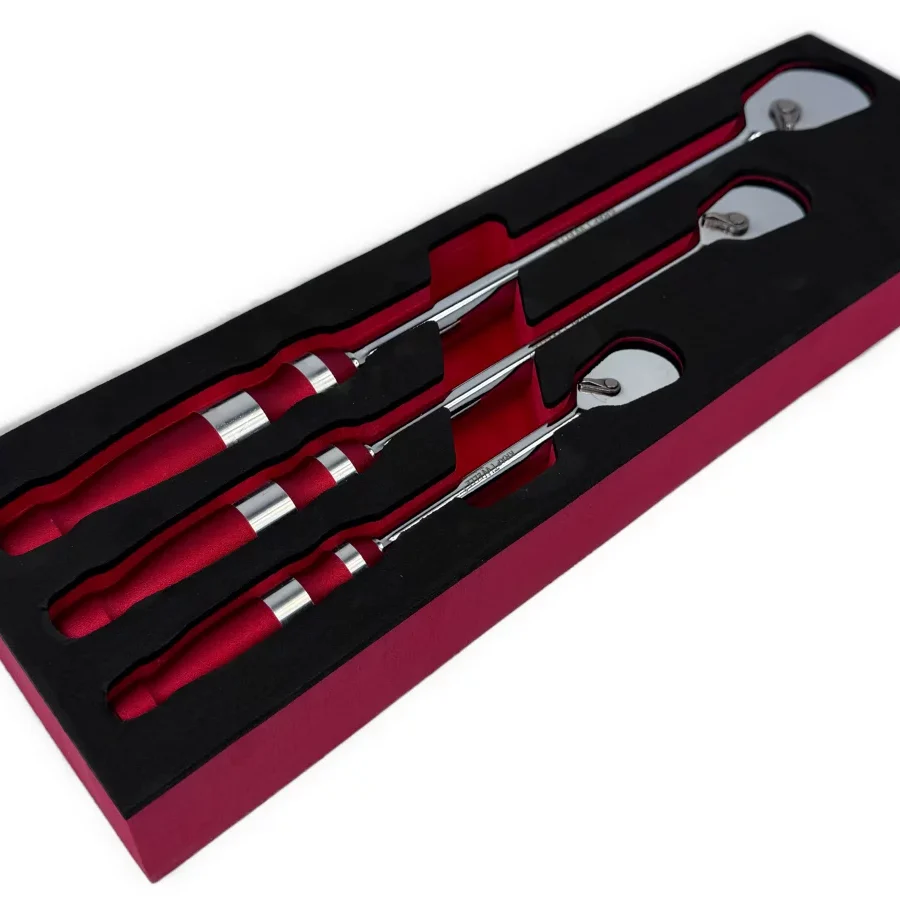 Комплект удължени, тресчотки с плоска глава 3 части 1/4″, 3/8″ и 1/2″ KRAFTWELLE