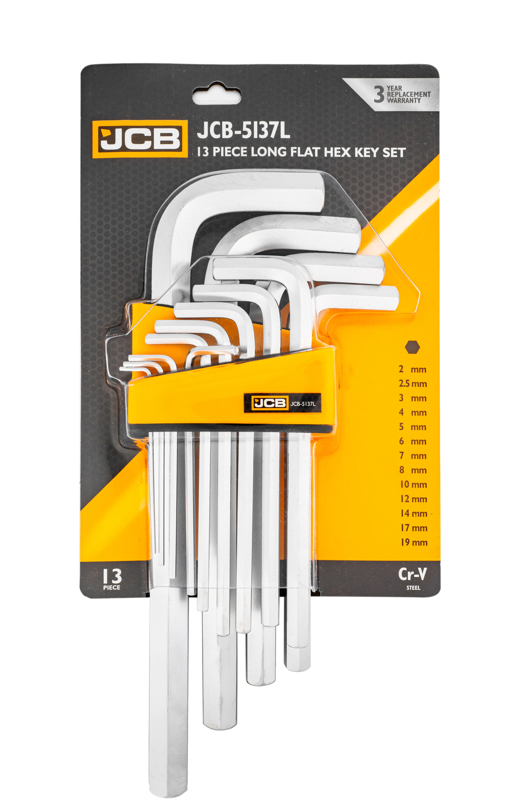 Комплект удължени шестограми 2 - 19мм - 13 части, JCB