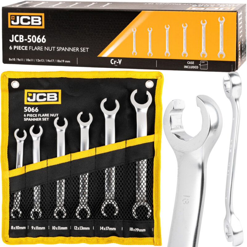 Комплект ключове за спирачни тръбички - 6 части (8–19 мм) JCB