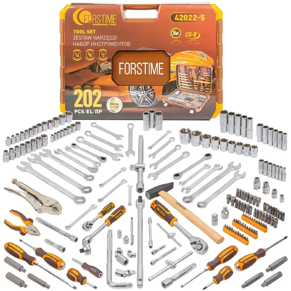 Гедоре 202 части 1/2" , 1/4" и 3/8" FORSTIME