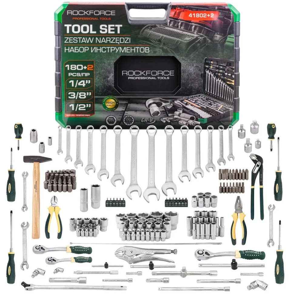 Гедоре 180 + 2 части 1/4″, 3/8″ и 1/2″ ROCKFORCE