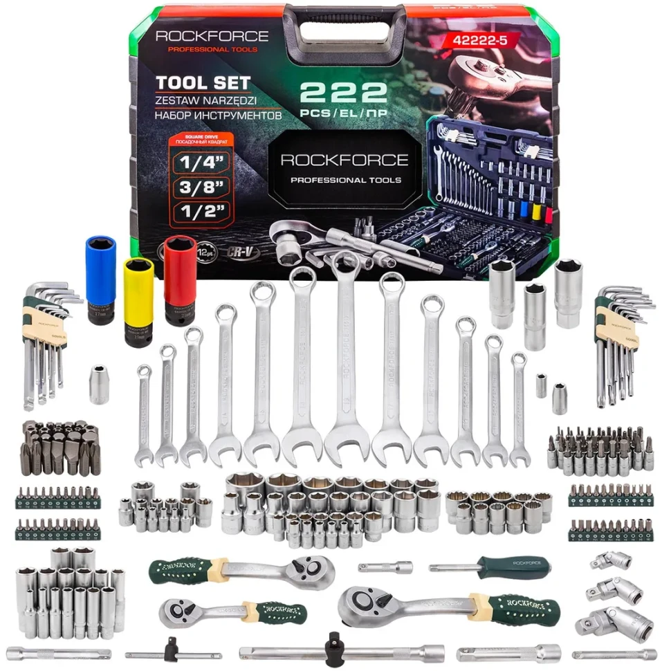 Гедоре 222 части 1/4″, 3/8″ и 1/2″ ROCKFORCE