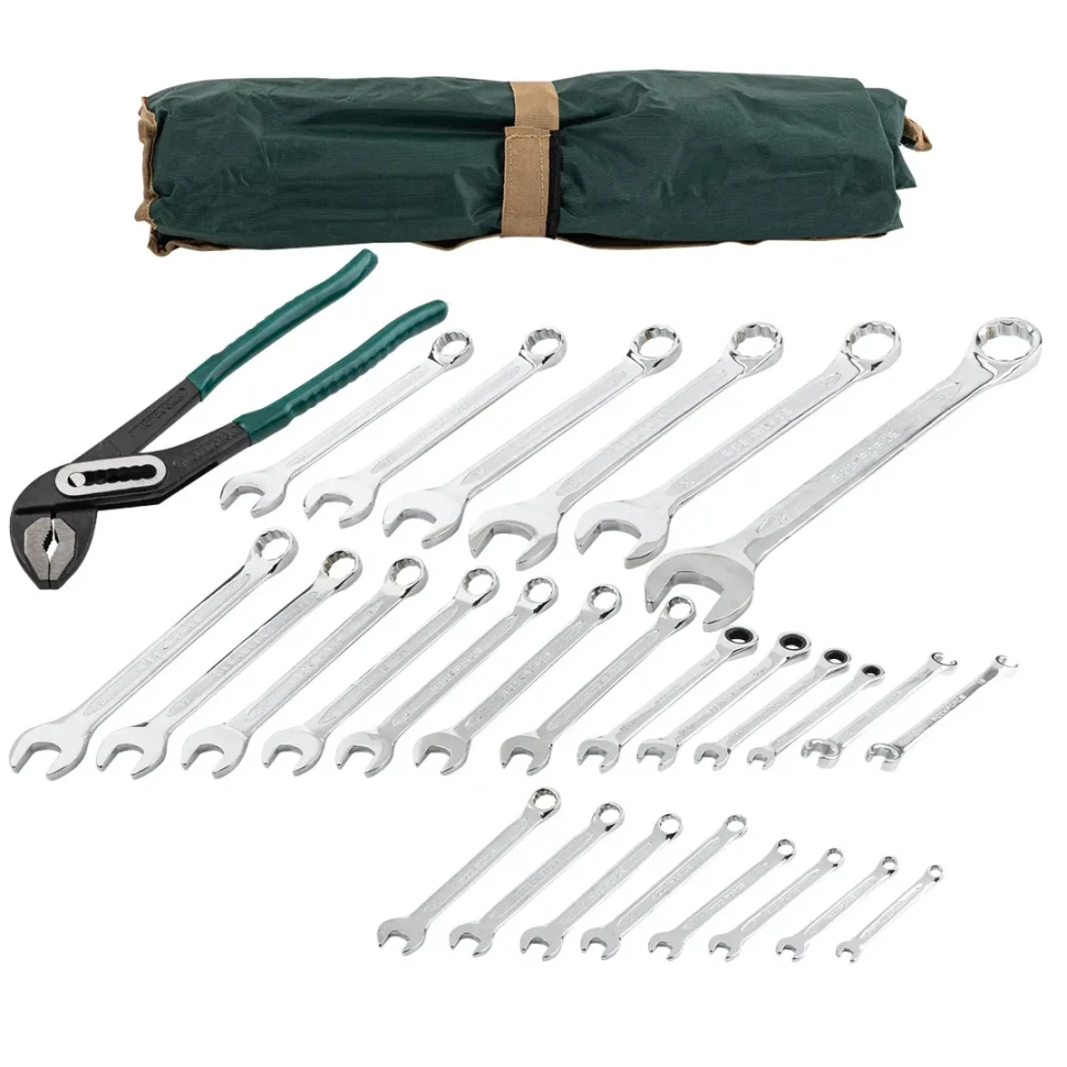 Комплект комбинирани ключове 27 части + подарък клещи гарга 10″ ROCKFORCE