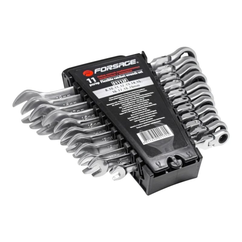 Комплект звездогаечни тресчотни ключове с чупещо рамо 11 части FORSAGE