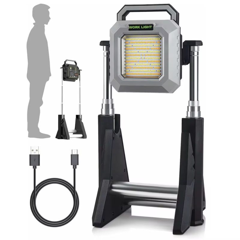 Акумулаторна LED работна лампа 200W с телескопична стойка