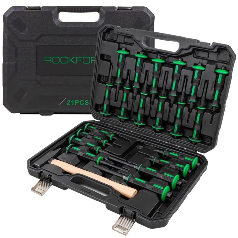 Комплект секачи, избивачи и чук 21 части в куфар ROCKFORCE