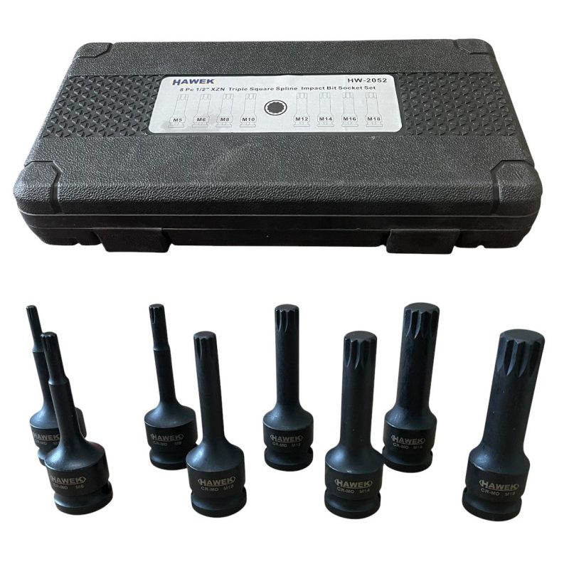 Комплект ударни битове 1/2 – сплин 8 части HAWEK