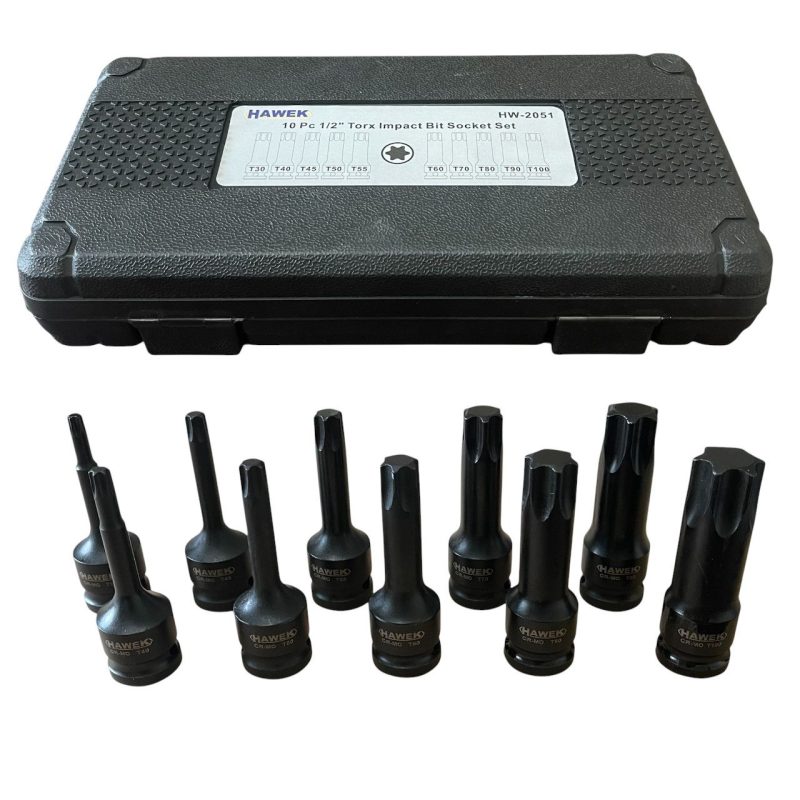 Комплект ударни битове 1/2 – торкс 10 части HAWEK