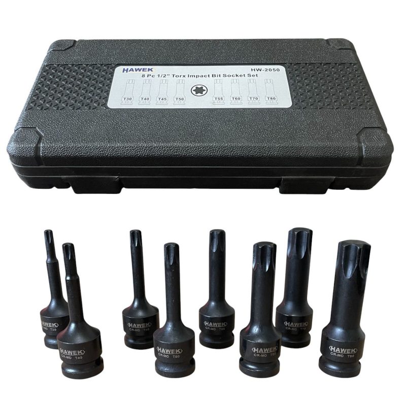 Комплект ударни битове 1/2 – торкс 8 части HAWEK