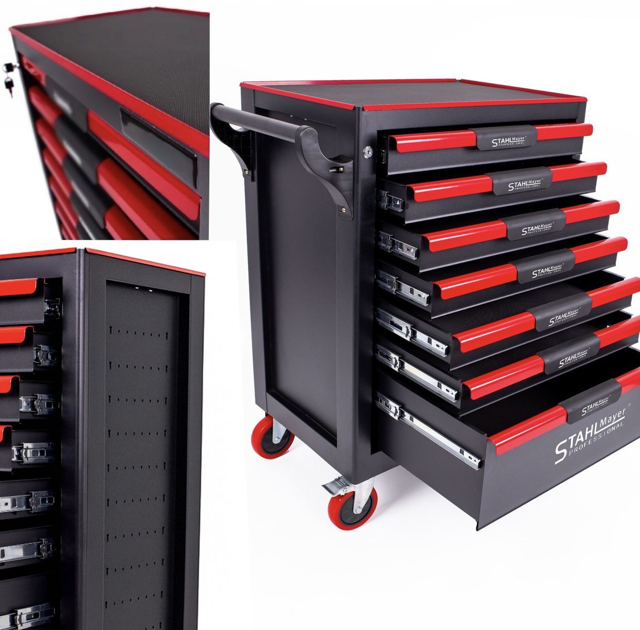 Празен шкаф за инструменти със 7 чекмеджета STAHLMAYER RED-LINE
