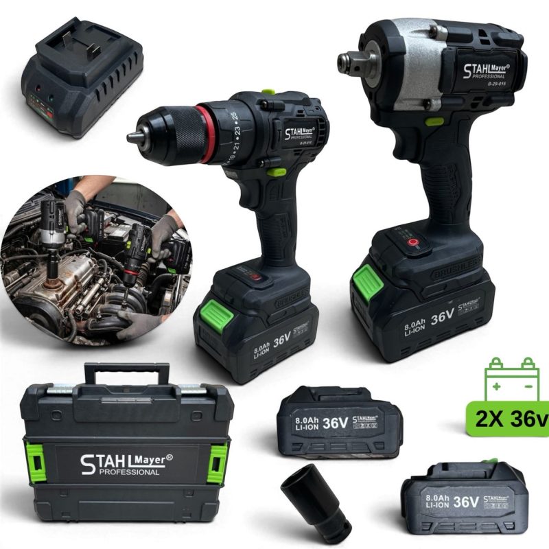 Акумулаторен комплект 2в1 Винтоверт и Гайковерт 36V, 8.0Ah STAHLMAYER PROFESSIONAL